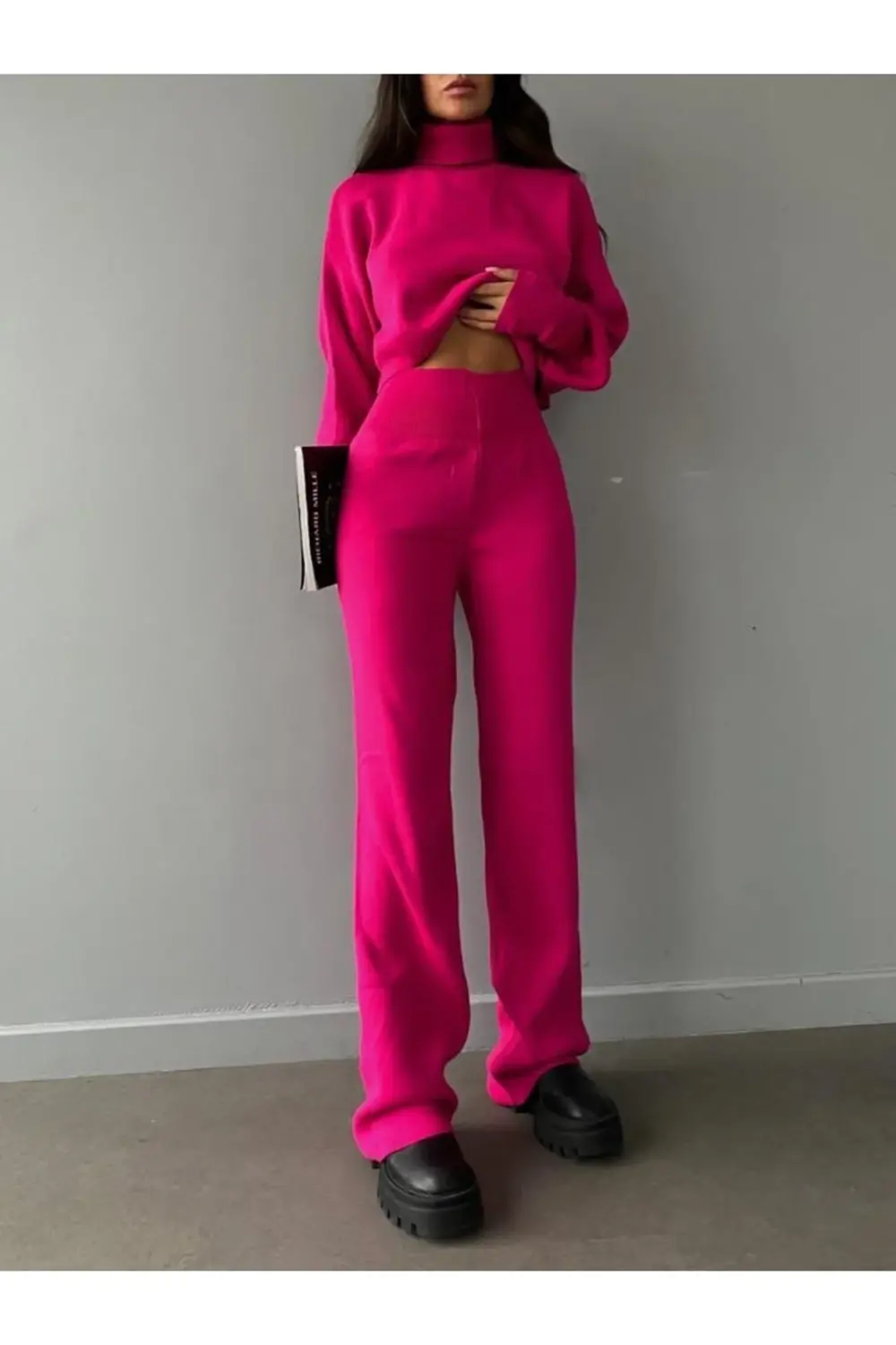 Mooi Butik Balıkçı Yaka Parmak Geçirmeli Alt-Üst Sartre Takım 297