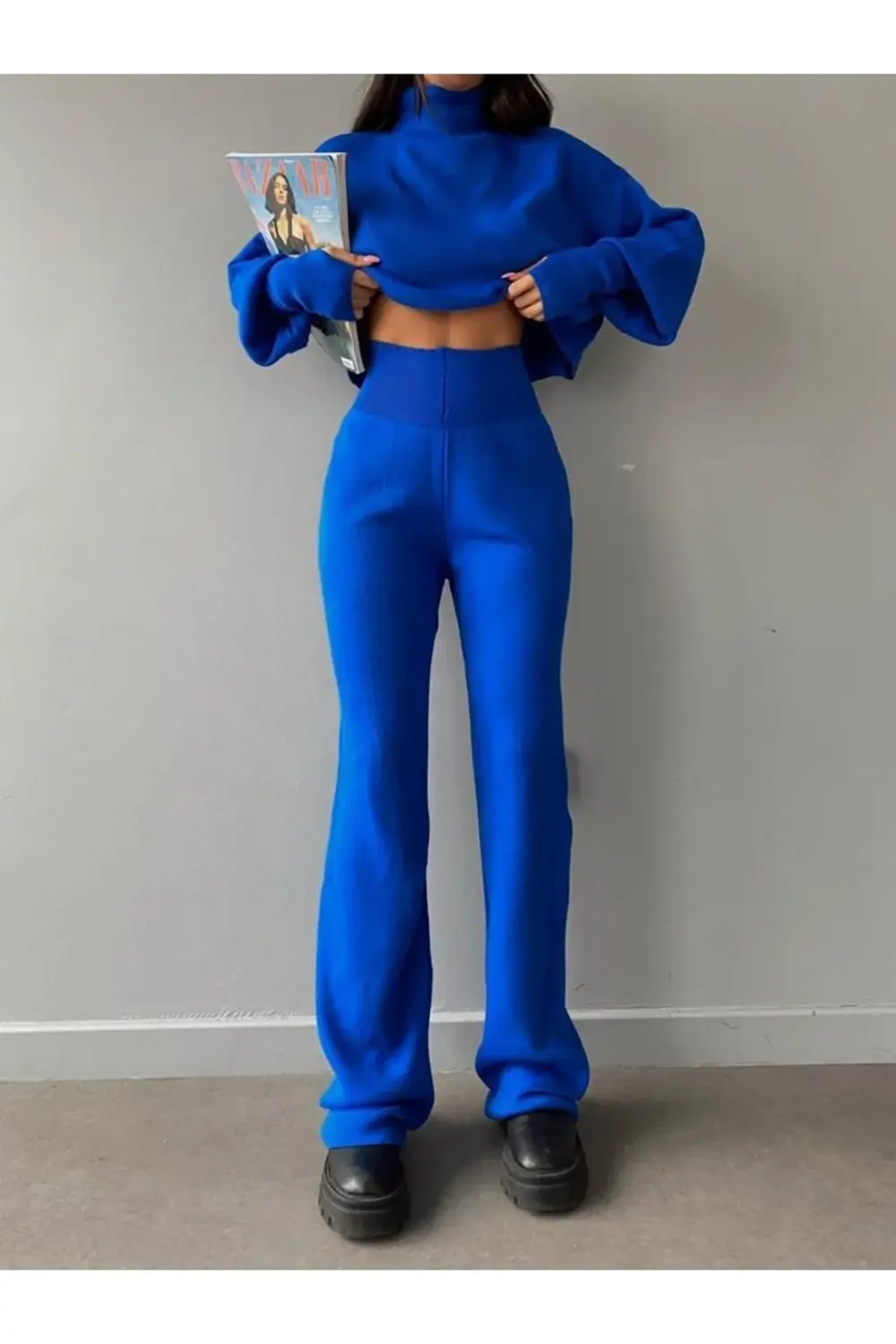 Mooi Butik Balıkçı Yaka Parmak Geçirmeli Alt-üst Sartre Takım 297