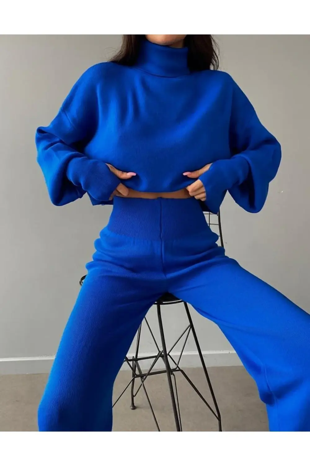 Mooi Butik Balıkçı Yaka Parmak Geçirmeli Alt-üst Sartre Takım 297