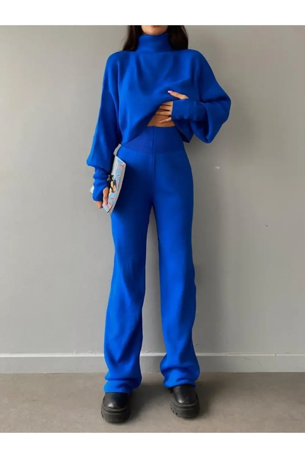 Mooi Butik Balıkçı Yaka Parmak Geçirmeli Alt-üst Sartre Takım 297