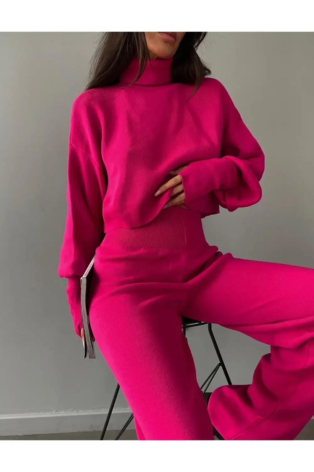 Mooi Butik Balıkçı Yaka Parmak Geçirmeli Alt-Üst Sartre Takım 297