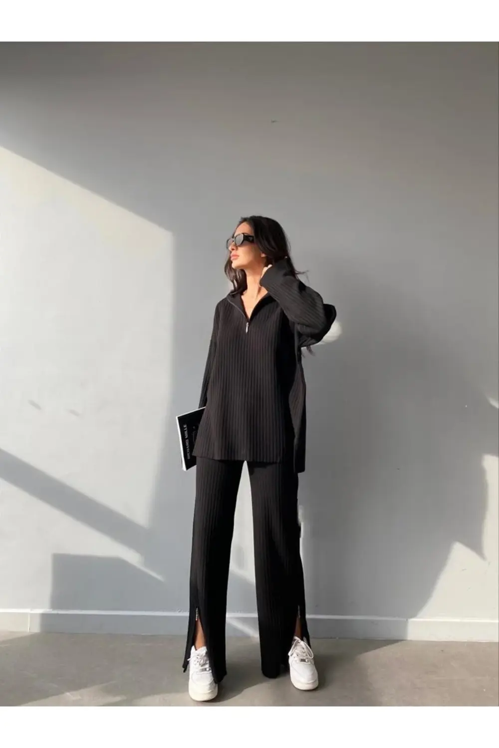 Mooi Butik Geniş Fitilli Önü Fermuarlı Paçası Yırtmaçlı Grasse Ta