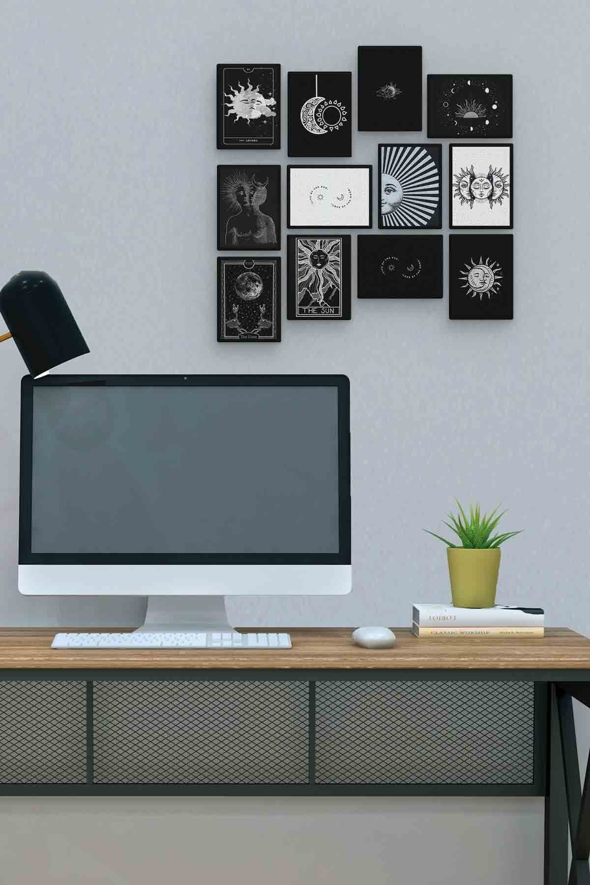 Moon And Sun 12 Parça Mdf (ahşap) Tablo Ofis Boyu 