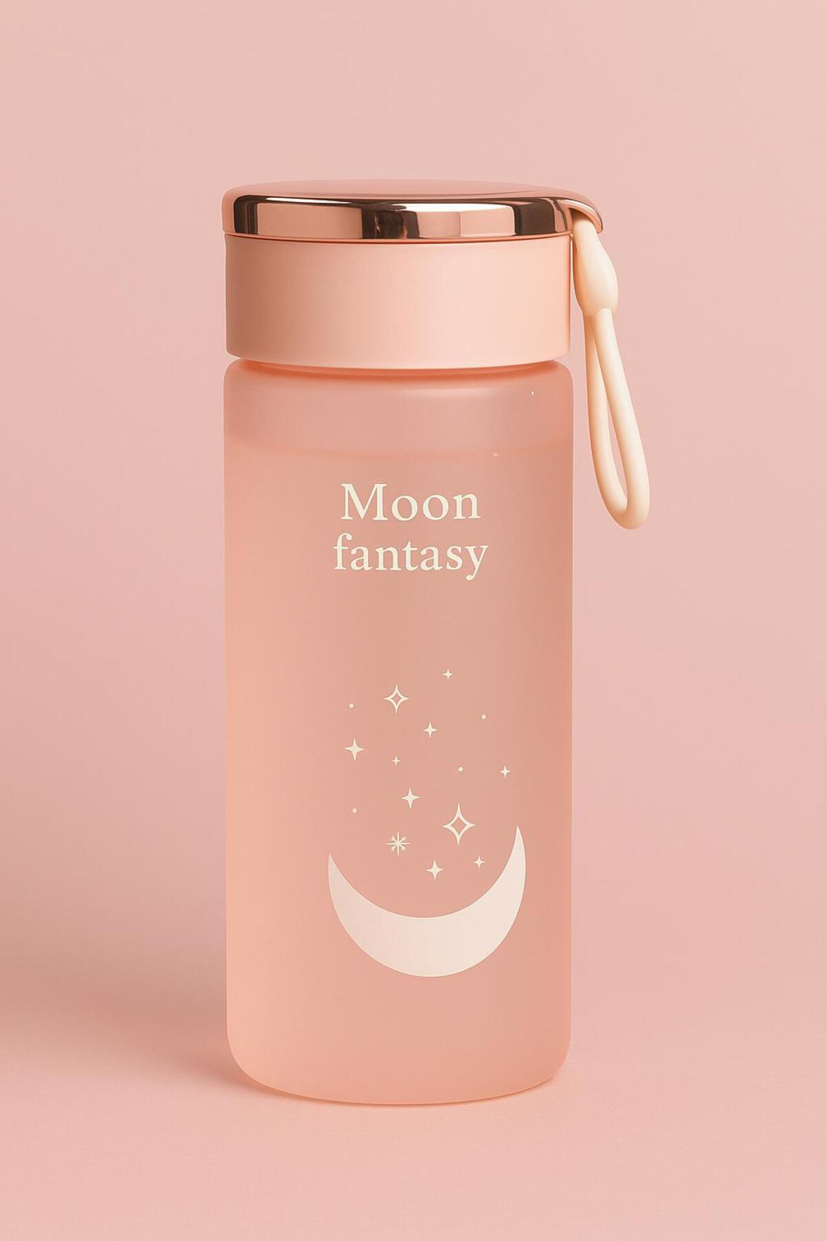 Moon Fantasy Pembe Matara – 500 ml Çevirmeli Kapaklı Taşınabilir 