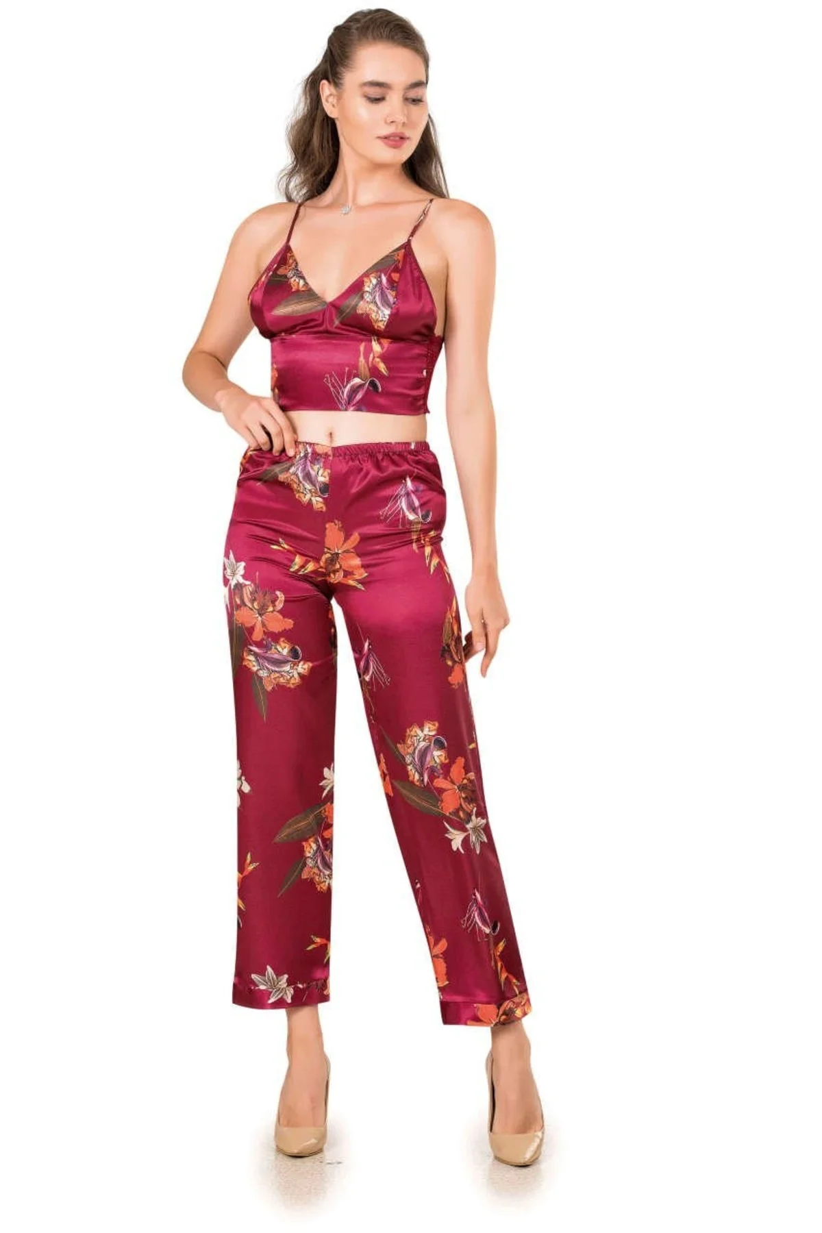 Moongirl 330  Üçlü Saten Pijama Takım