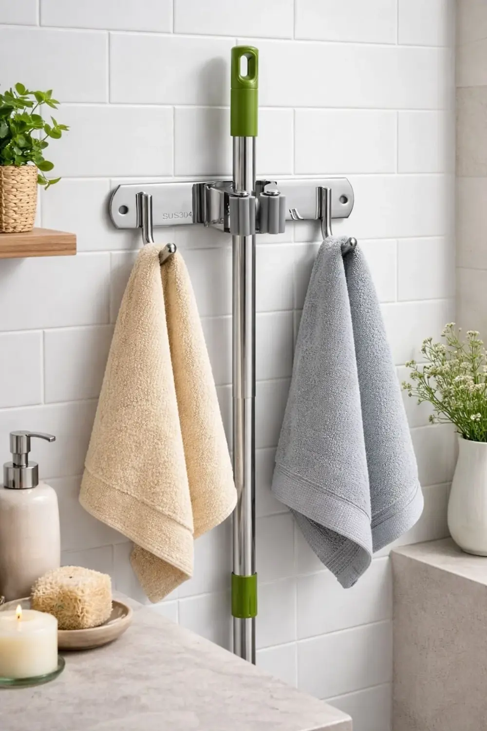 Mop Bez Havlı Askısı Duvara Monte – Paslanmaz Çelik Temizlik Apar