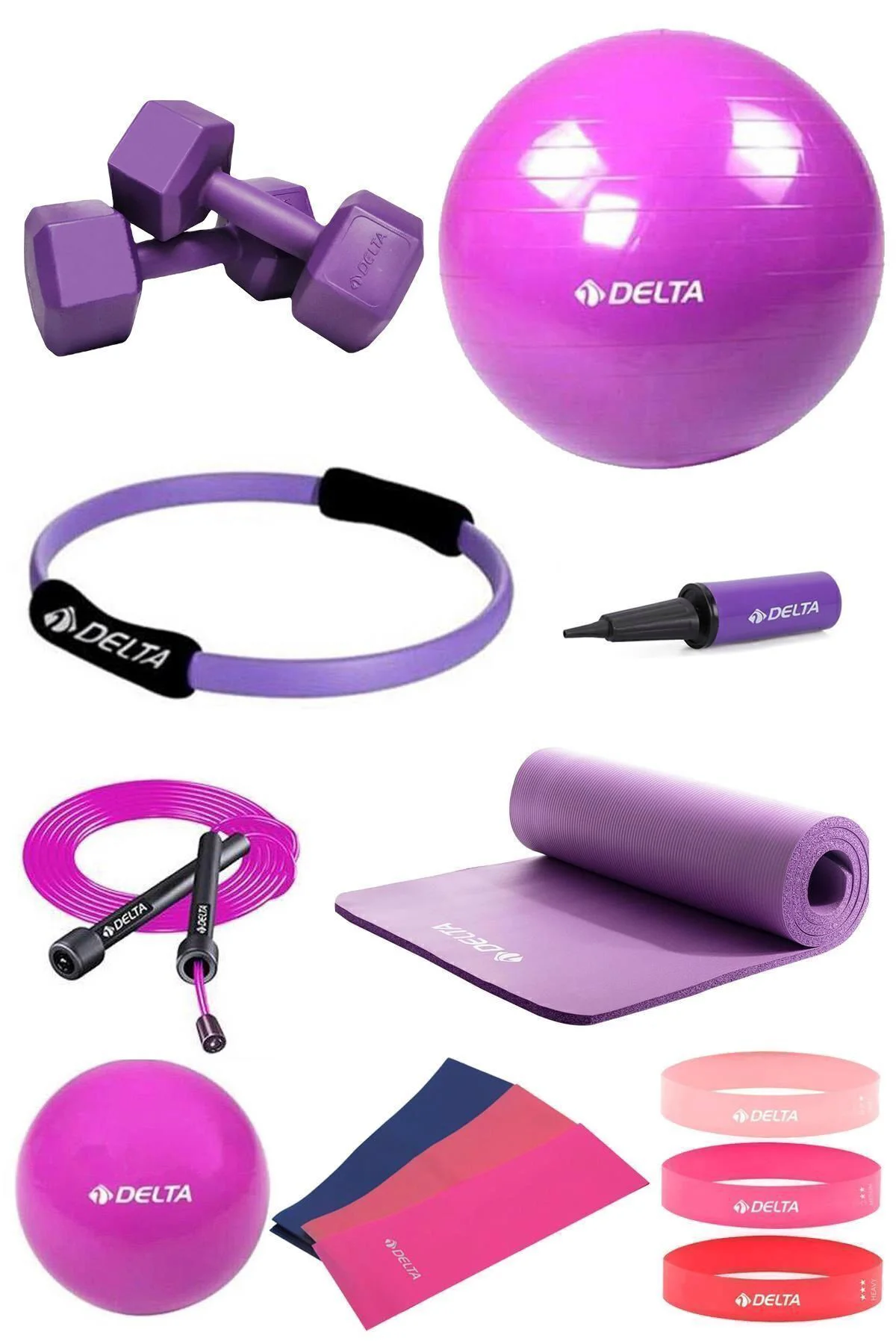Mor 160 - 169 Cm Boya Uygun 14 Parça Pilates Seti 65 Cm Top 10 Mm Minder Çember Squat Bandı 1 Kg Da Fiyatı, Yorumları ve Özellikleri