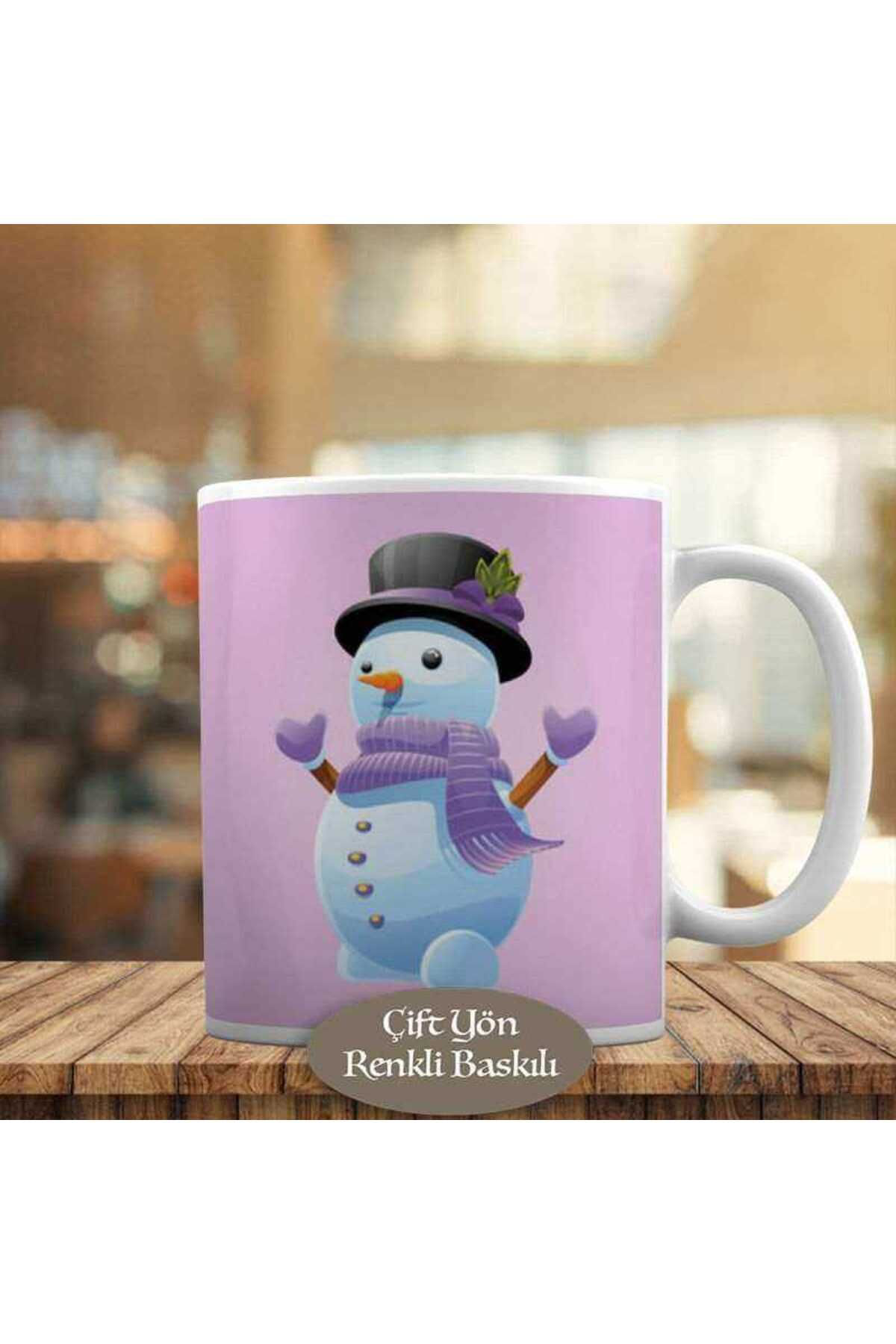 Asilmeydan Mor Atkılı Kardan Adam Kupa Bardak Hediyelik-72147488275