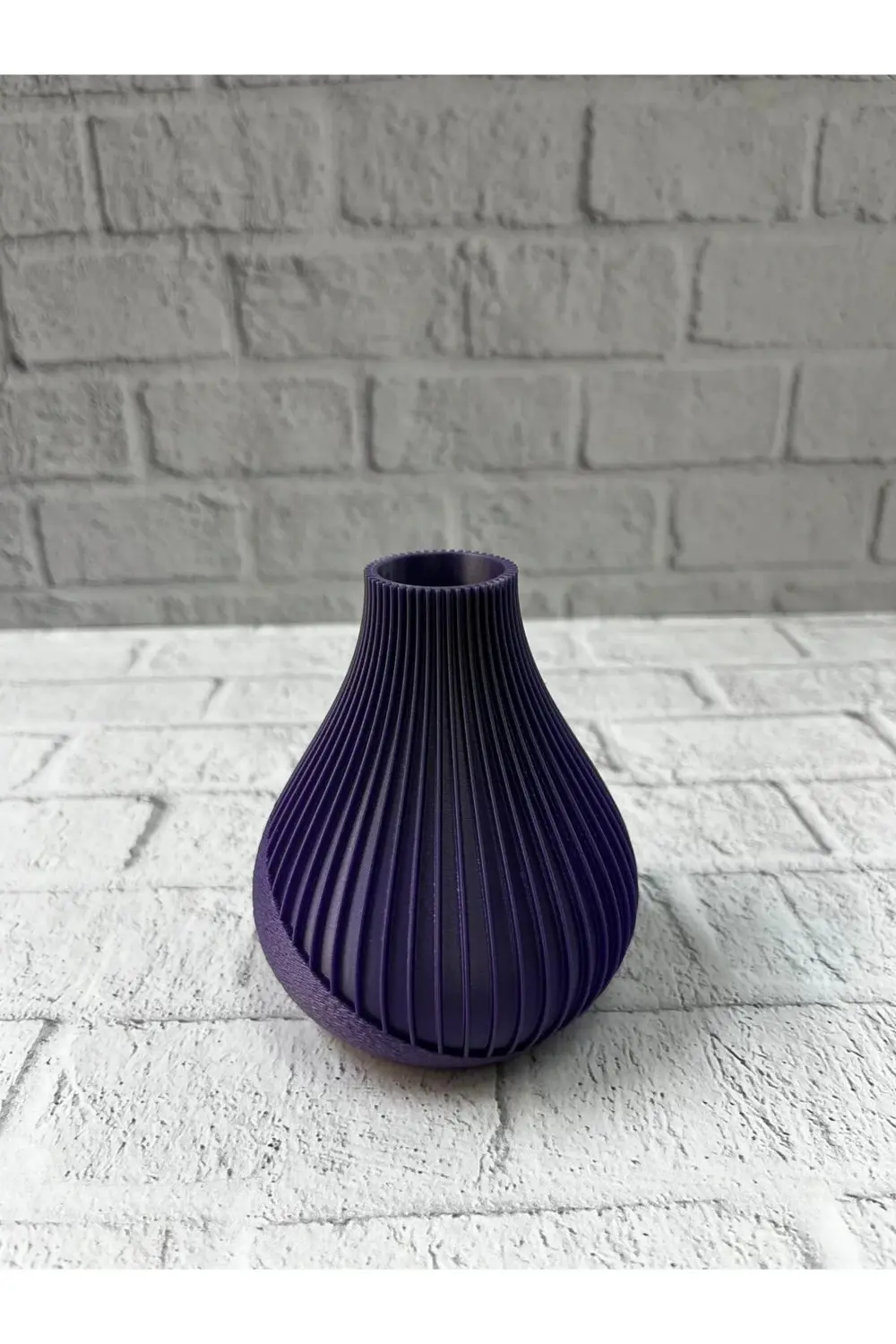 Mor Çizgili Dekoratif Vazo 11 cm Modern Tasarım Aksesuar