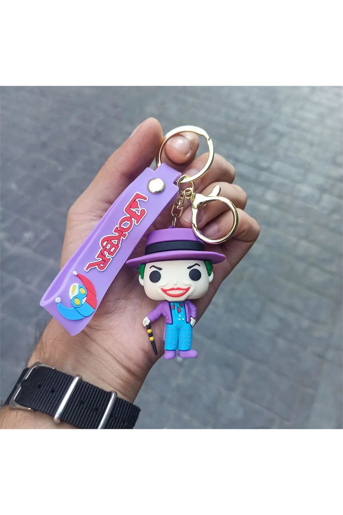Mor DC Joker - Retro Silikon Anahtarlık