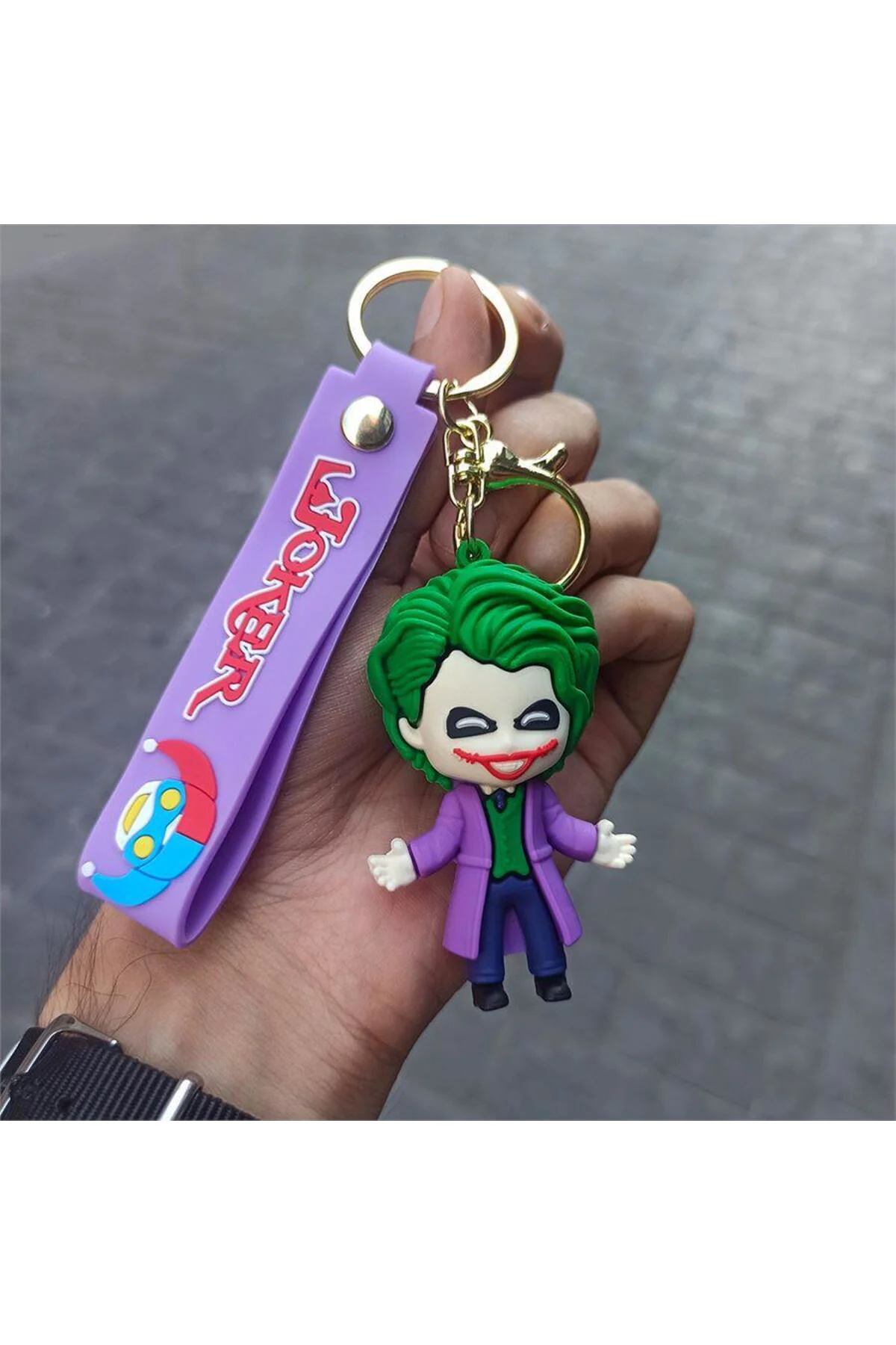 Mor DC Joker - Smiley Silikon Anahtarlık