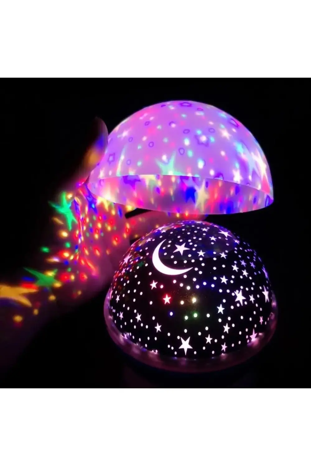 Mor Dönen Renkli Ay Yıldızlı Gökyüzü Yansıtmalı Projeksiyon Gece
