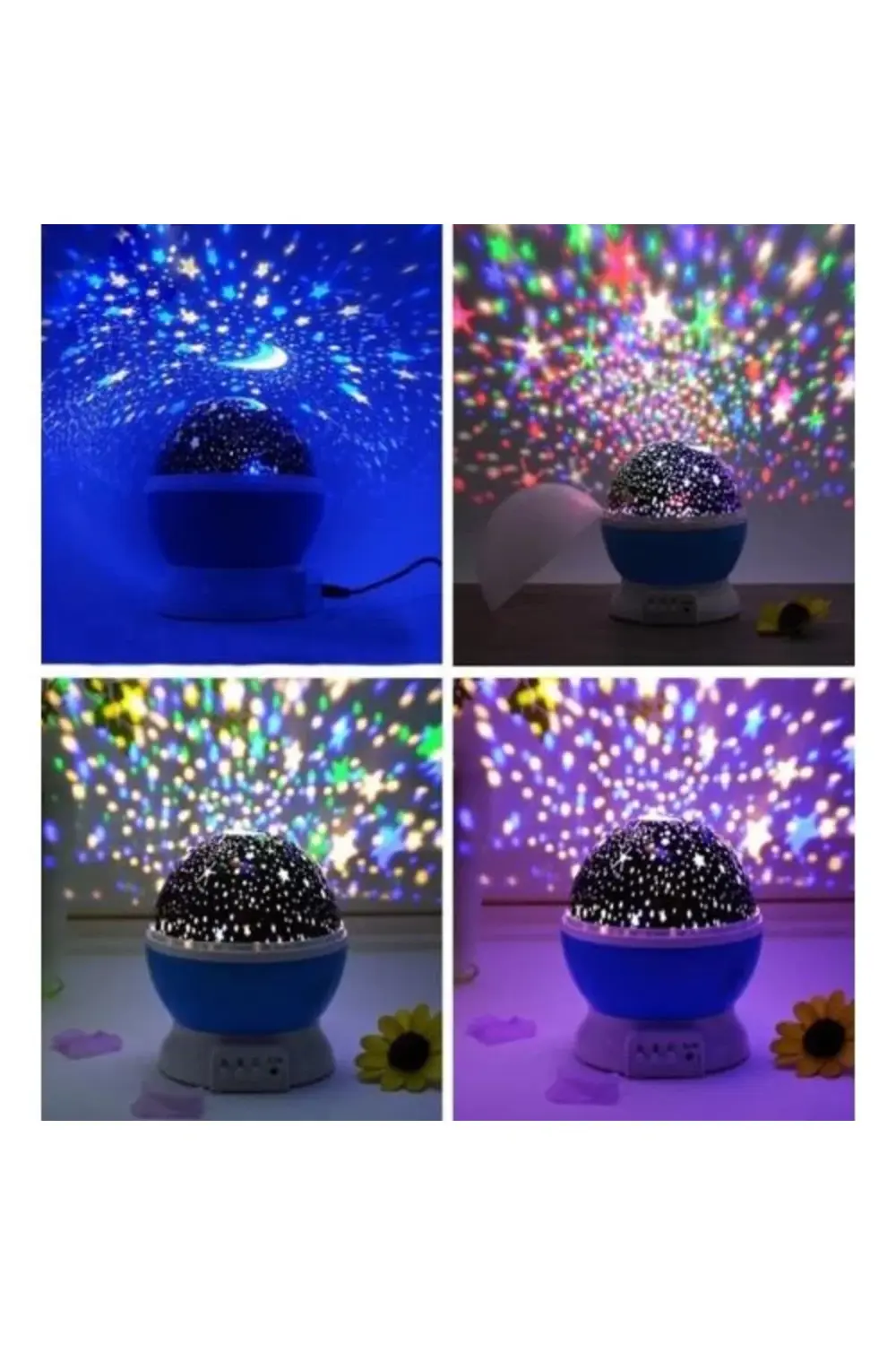 Mor Dönen Renkli Ay Yıldızlı Gökyüzü Yansıtmalı Projeksiyon Gece