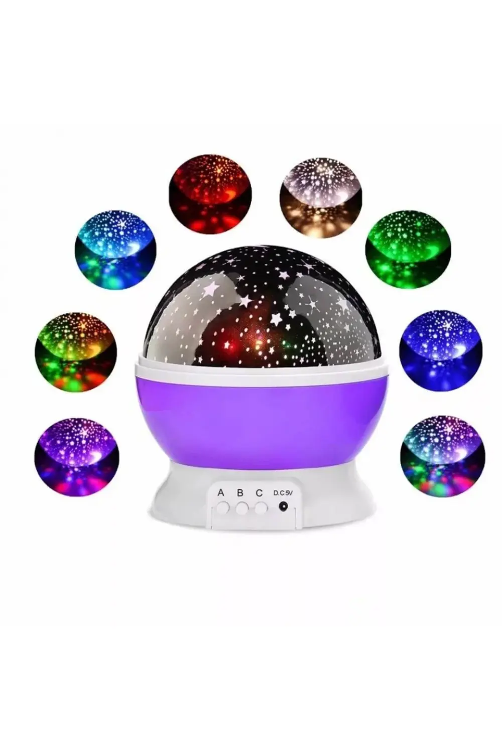 Mor Dönen Renkli Ay Yıldızlı Gökyüzü Yansıtmalı Projeksiyon Gece