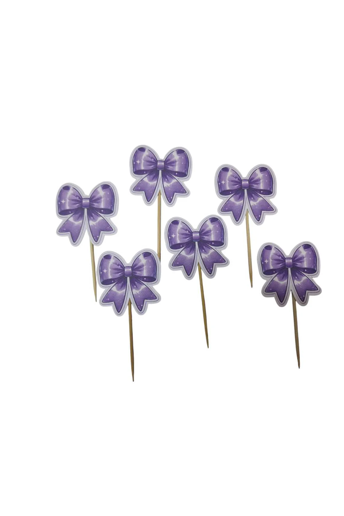 MOR FİYONKLU Doğum Günü Kürdanı ,pasta Süsü 15 'li