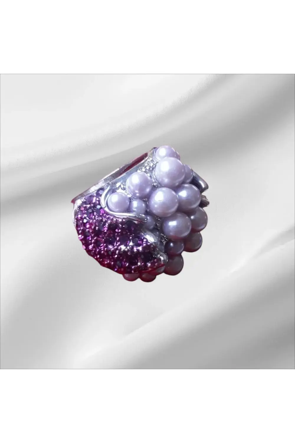 Mor inci taşlı - çelik - yüzük - mor bulutlar - fashion style