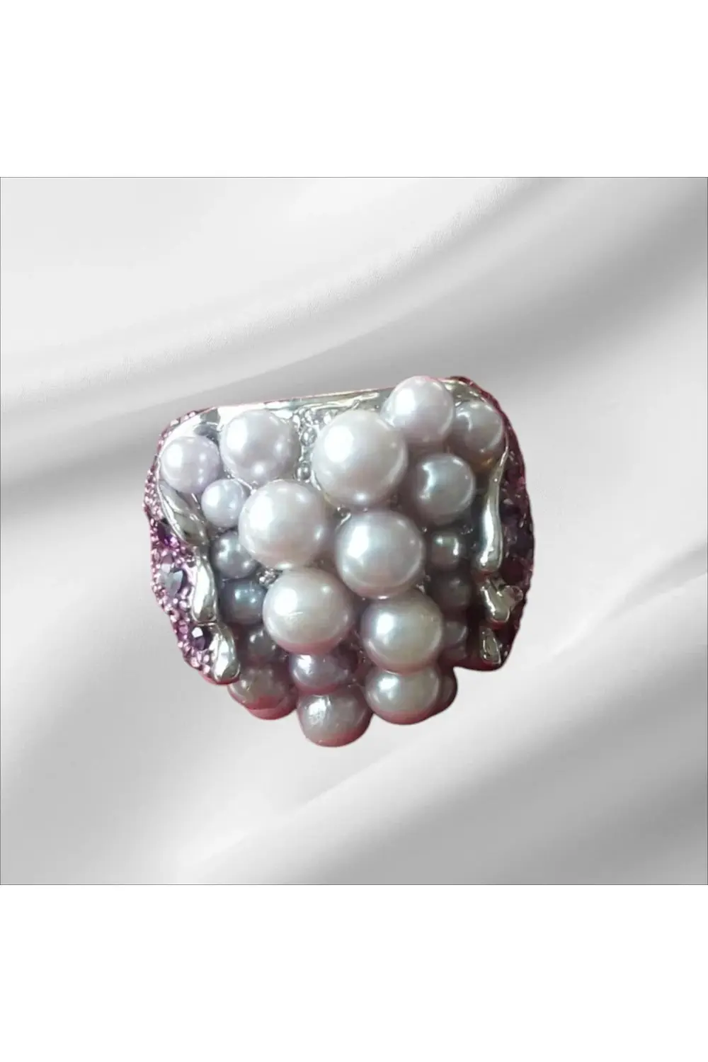 Mor inci taşlı - çelik - yüzük - mor bulutlar - fashion style