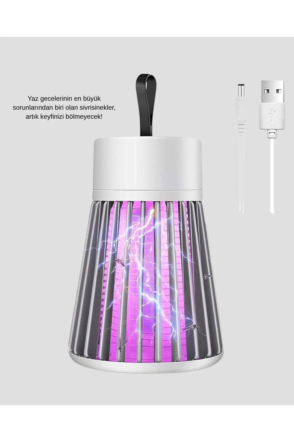 Mor Işıklı Şarjlı Böcek Öldürücü Lamba – Ev, Balkon ve Kamp Kulla
