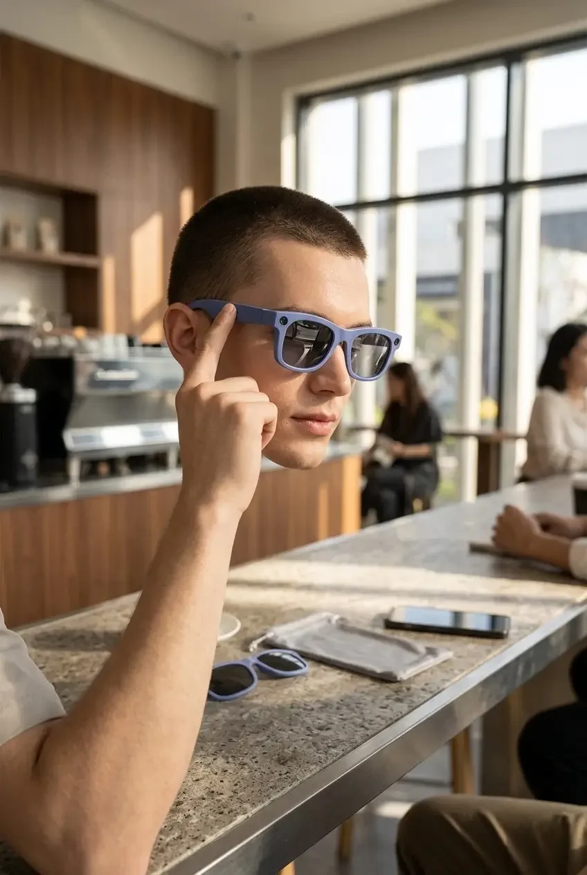 Mor Kameralı Akıllı Gözlük Bluetooth Müzik Telefon Görüşmesi Şık Tasarım