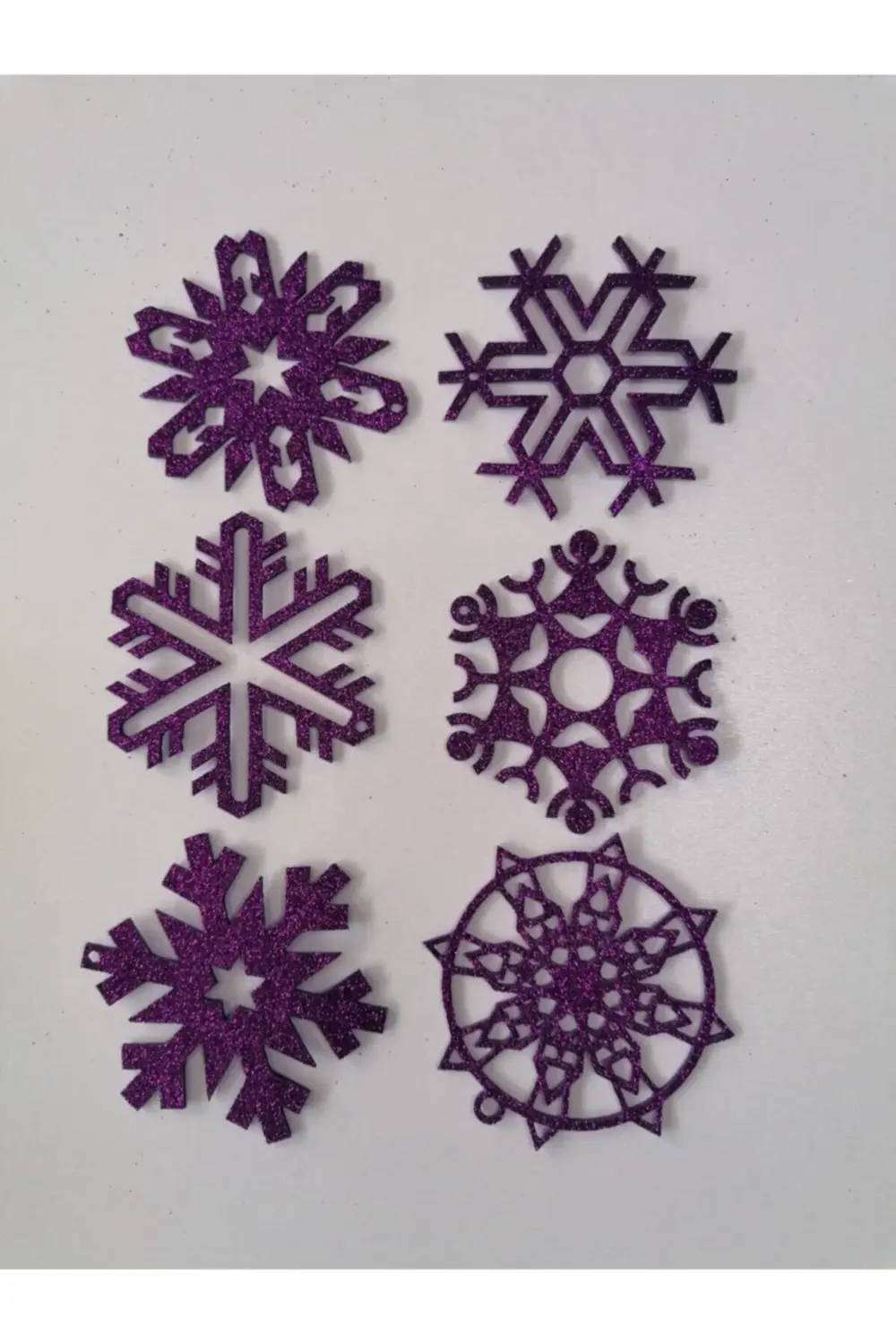 Mor Kar Tanesi Simli Eva Ağaç Ve Hediye Süsü 8x8cm 6lı