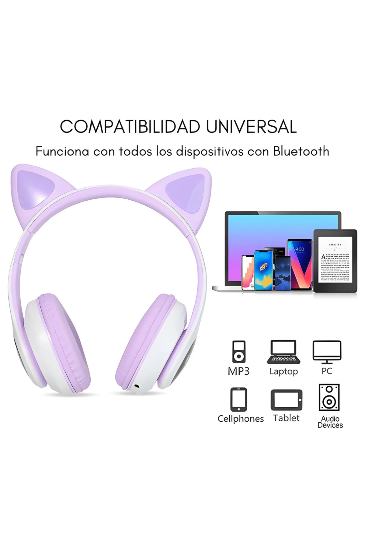 Mor kedi kulağı detaylı bluetooth 5.0 mikrofonlu kulak üstü çocuk kulaklık 2 yıl garantili Fiyatı, Yorumları ve Özellikleri