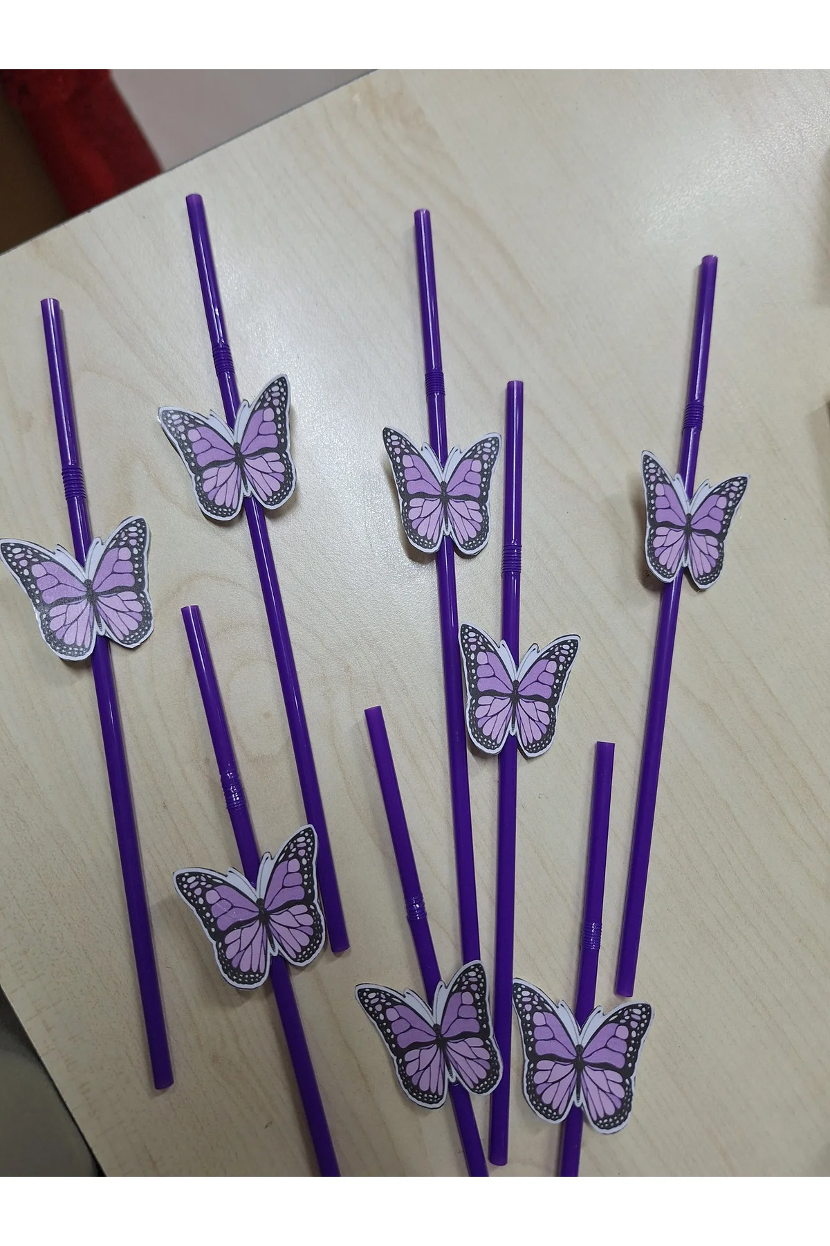 MOR KELEBEK TEMALI DOĞUM GÜNÜ PİPETİ 10 ADET