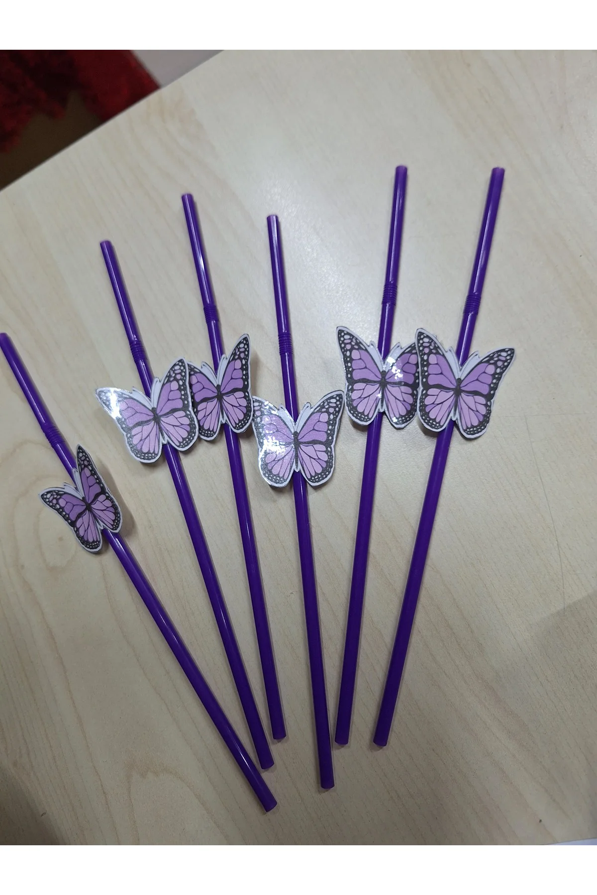 MOR KELEBEK TEMALI DOĞUM GÜNÜ PİPETİ 10 ADET