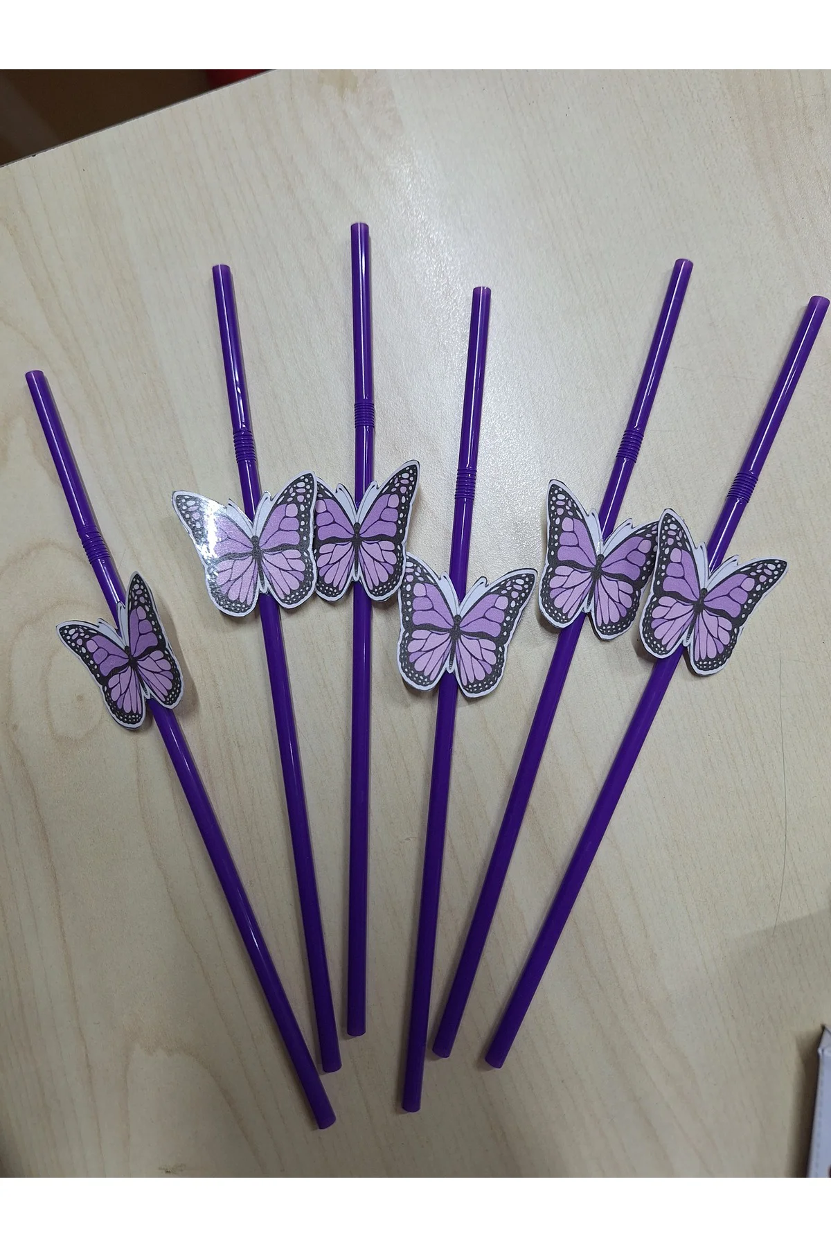 MOR KELEBEK TEMALI DOĞUM GÜNÜ PİPETİ 10 ADET