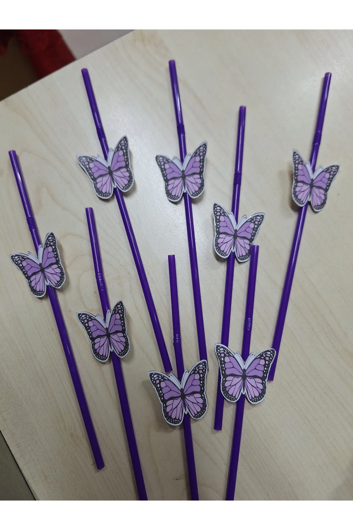 MOR KELEBEK TEMALI DOĞUM GÜNÜ PİPETİ 10 ADET