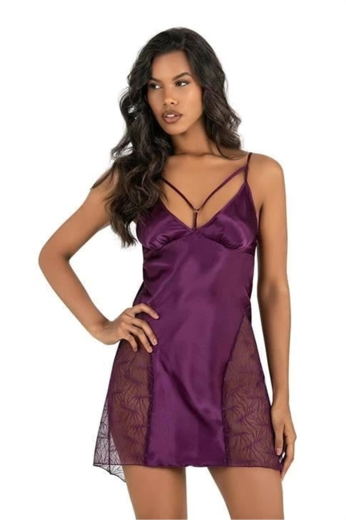 Aria's Closet Mor Kısa Saten Gecelik 8233