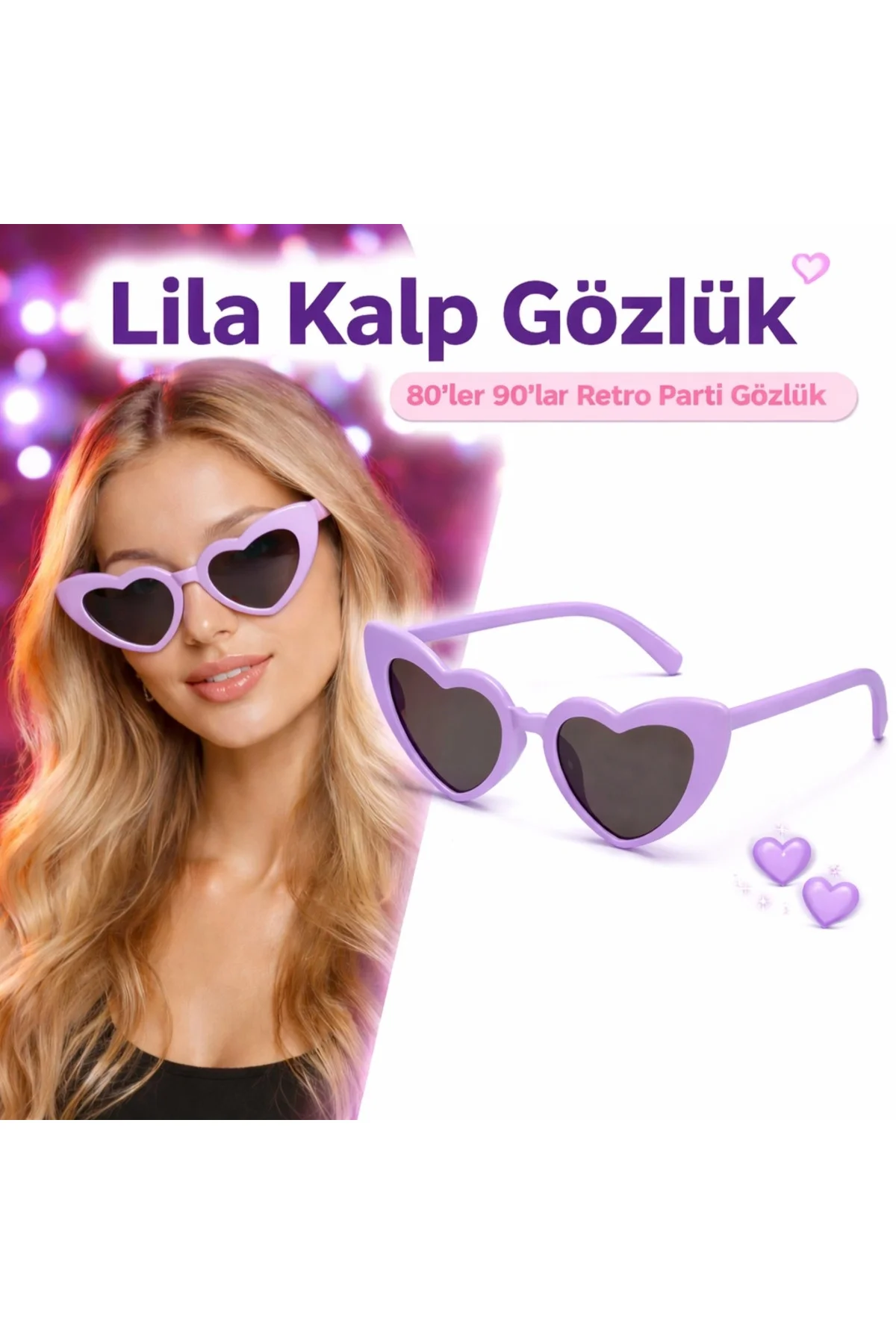 Mor Lila Retro Kalp Gözlük – 80’Ler 90’Lar Stil Parti Gözlüğü Mor Lila Retro Kalp Gözlük – 80’Ler 90’Lar Stil Parti Gözlüğü