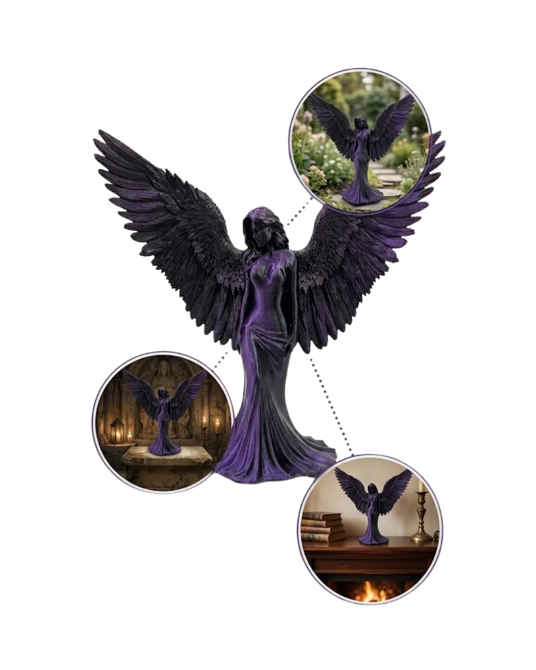 Mor Melek Biblo Küçük Boy Dekoratif Angel Figür Modern Ev Aksesua