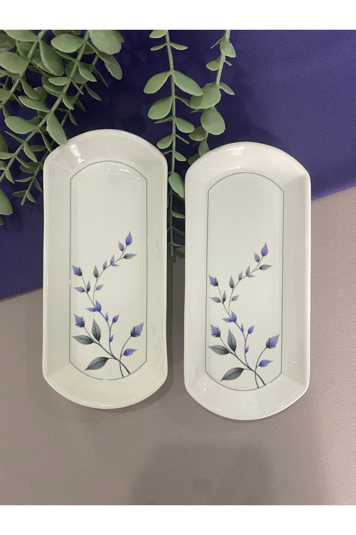 Mor menekşe 2 Adet Oval Kahvaltı Sunum Tabağı