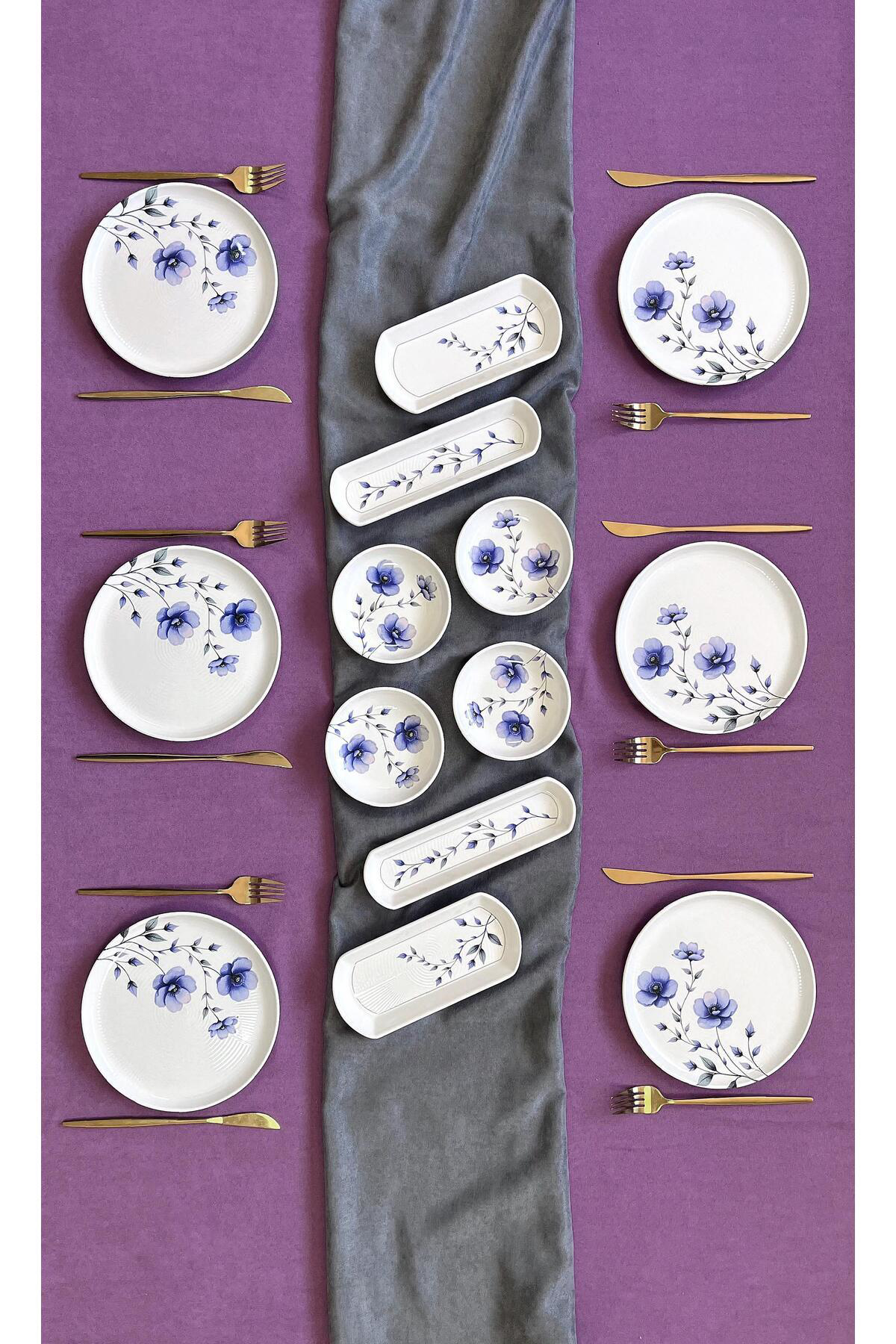 Mor Menekşe 6 Kişilik 14 Parça Kahvaltı Takımı