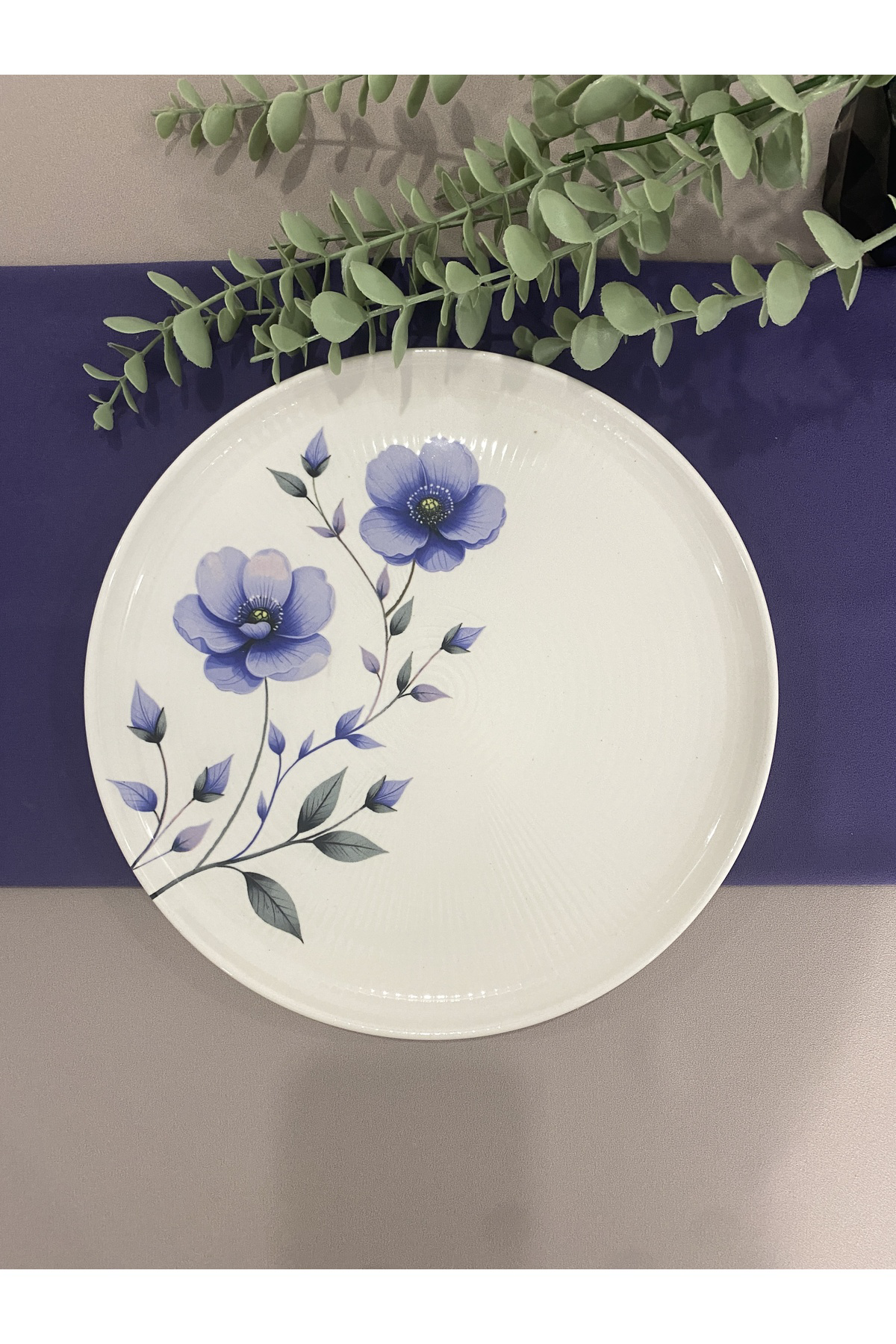 Mor Menekşe Model 25 cm büyük servis tabağı