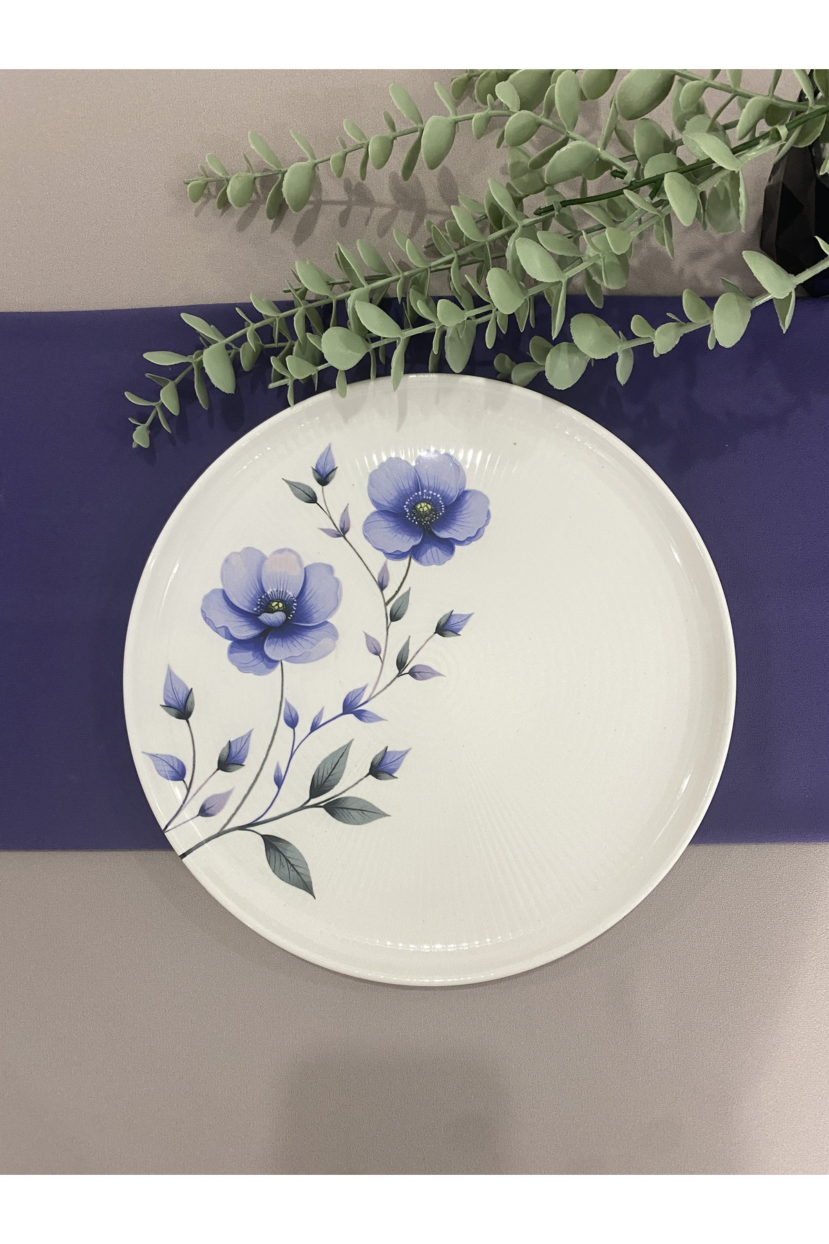 Mor Menekşe Model 25 cm büyük servis tabağı