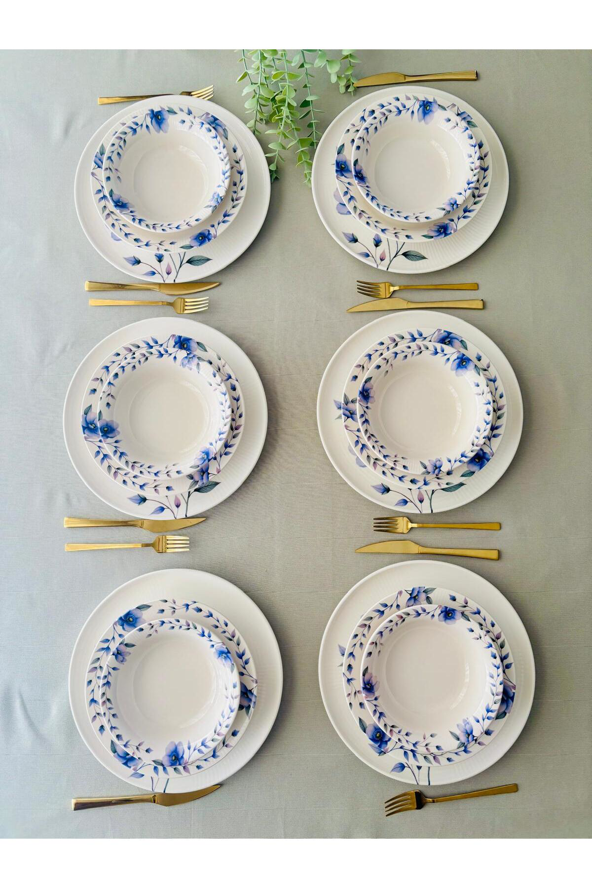 Mor Menekşe Model 6 Kişilik 18 Parça Yemek Takımı