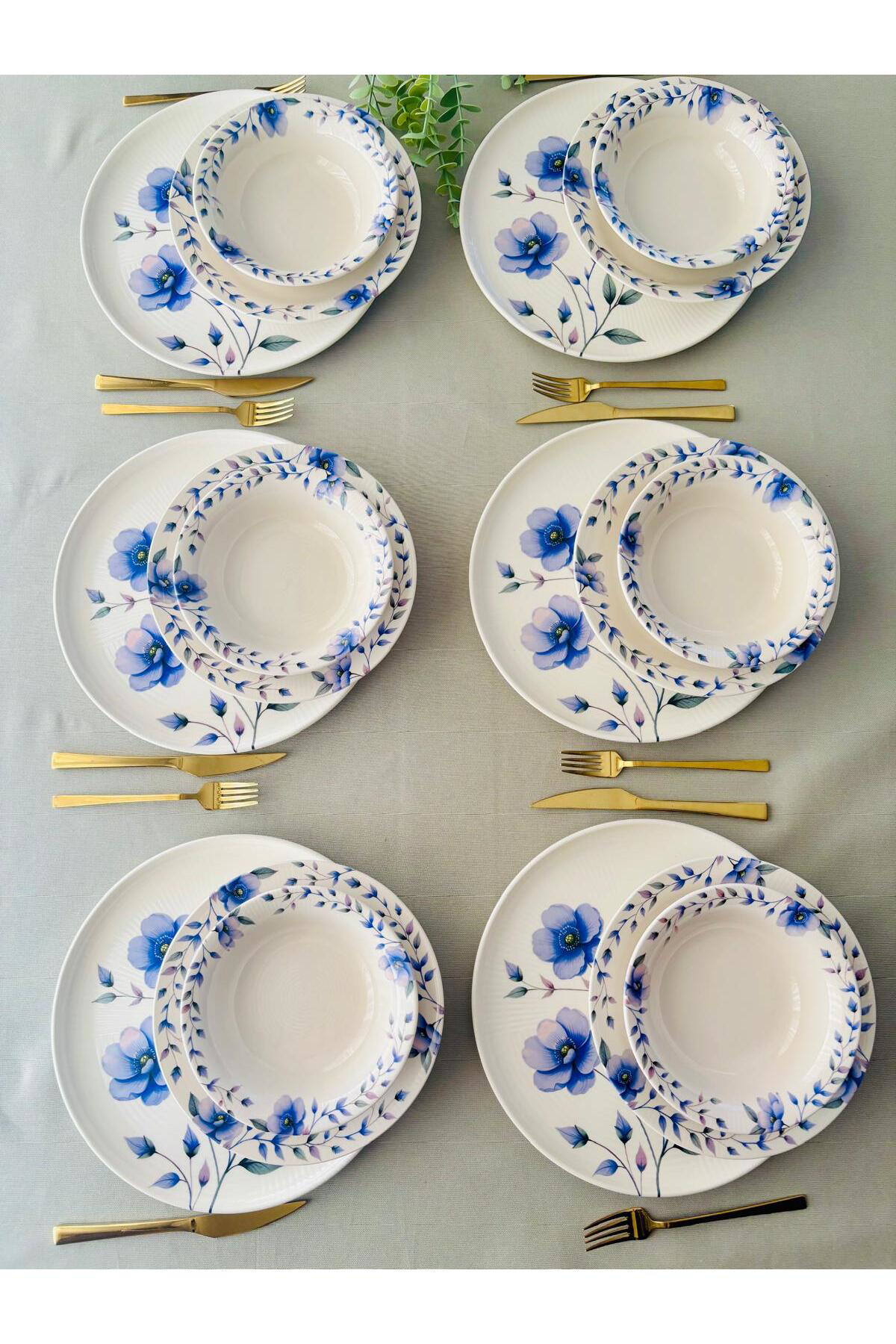 Mor Menekşe Model 6 Kişilik 18 Parça Yemek Takımı