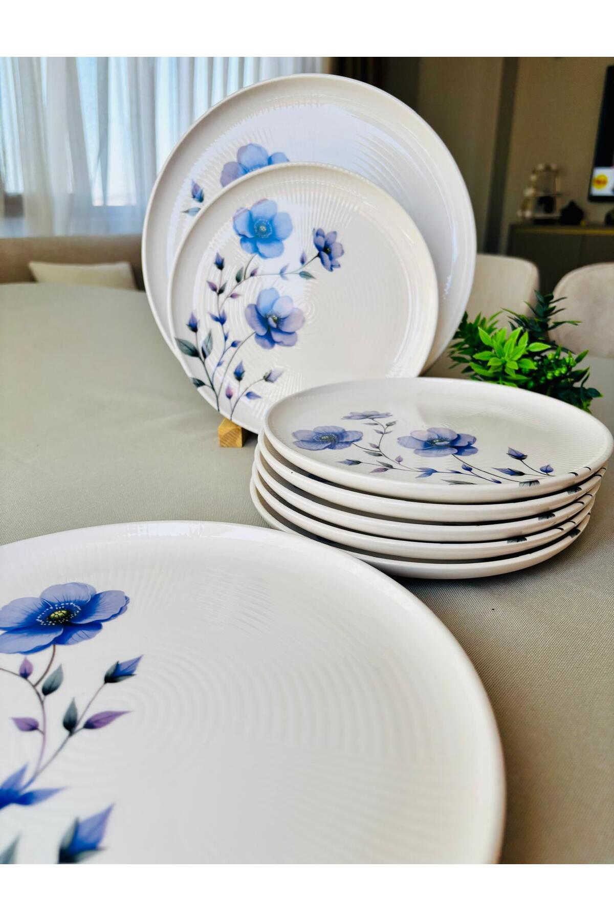 Mor Menekşe Pasta Servis Takımı 6 Kişilik 12 Parça