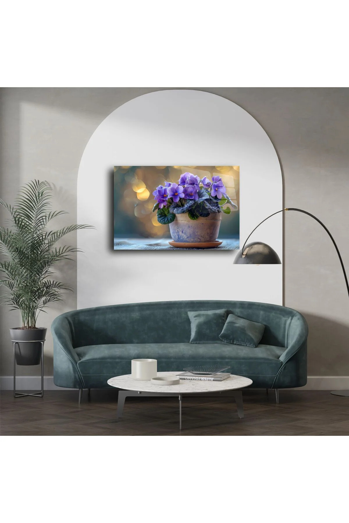 Mor Menekşe Saksı Fotoğrafı Cam Tablo Mor Menekşe Saksı Fotoğrafı Cam Tablo