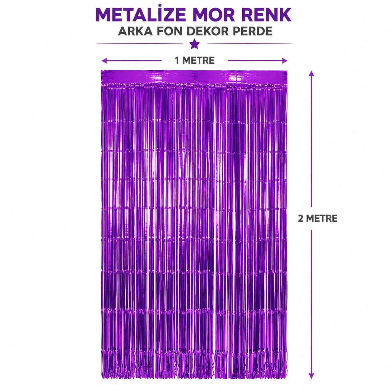 Mor Metalize Parti Perdesi 100x200 cm – Kapı ve Arka Fon Perdesi