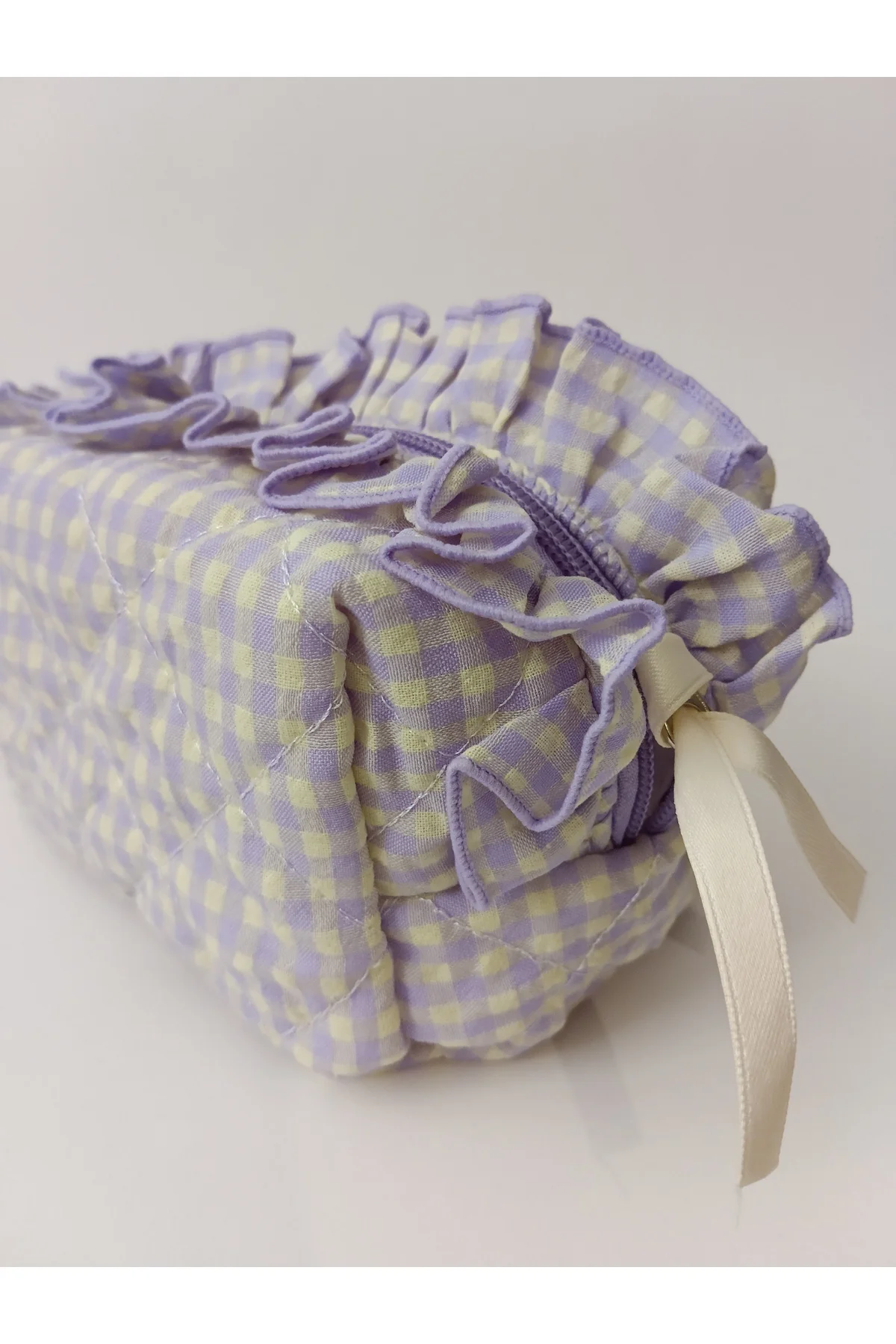 Mor Pötikare Firfirli Makyaj Çantası 17x10x11 cm