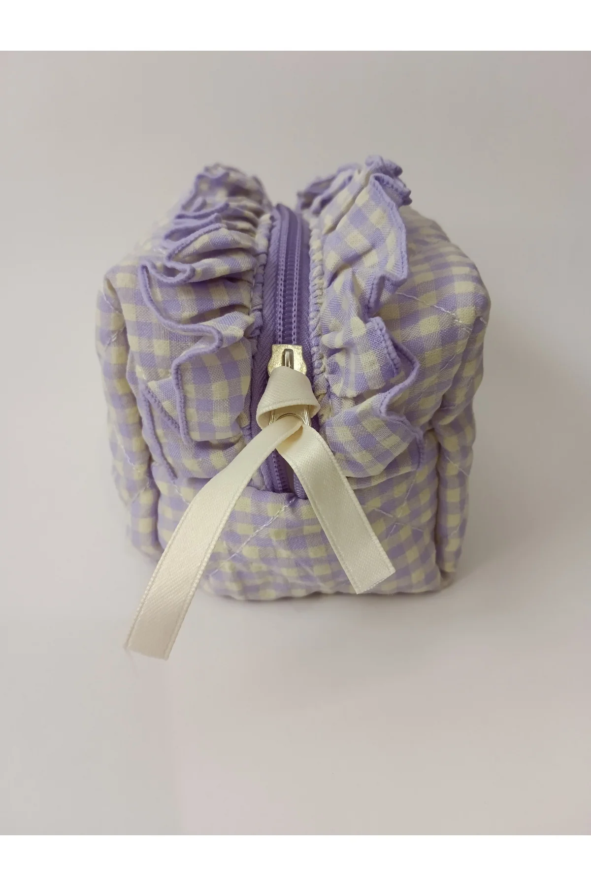 Mor Pötikare Firfirli Makyaj Çantası 17x10x11 cm