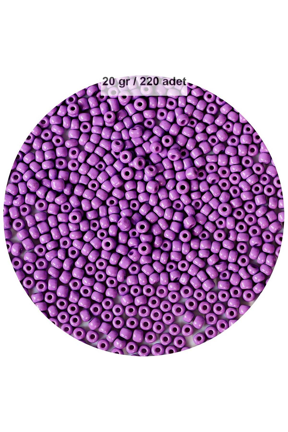 Mor Renk 4 mm Yaklaşık 220 adet/20 gram Cam Boncuk Oya Yazma Bile
