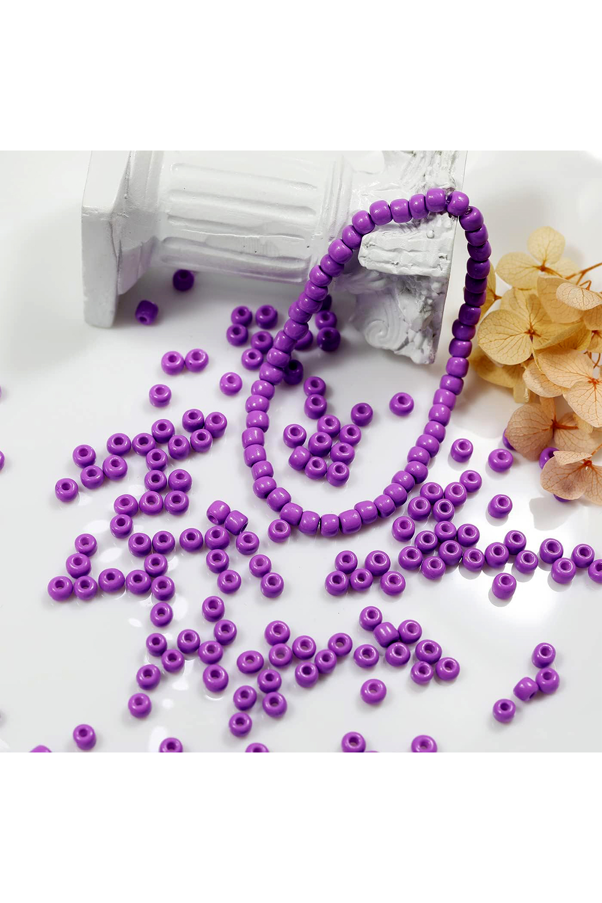 Just Cheap Store Mor Renk 4 Mm Yaklaşık 1100 Adet / 100 Gram Cam Boncuk Oya Yazma 