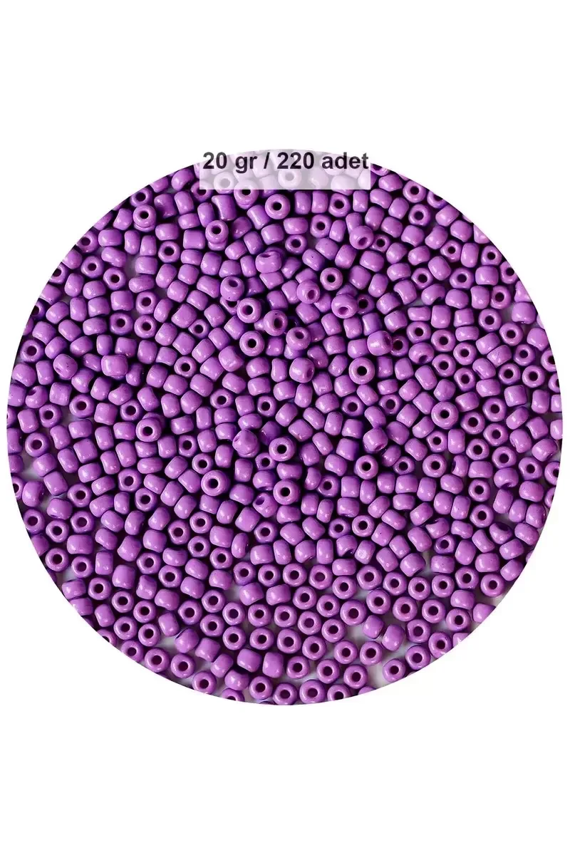 Mor Renk 4 mm Yaklaşık 220 adet/20 gram Cam Boncuk Oya Yazma Bile
