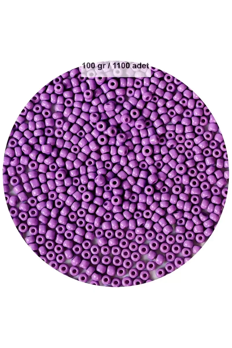 Mor Renk 4 mm Yaklaşık 1100 adet / 100 gram Cam Boncuk Oya Yazma 