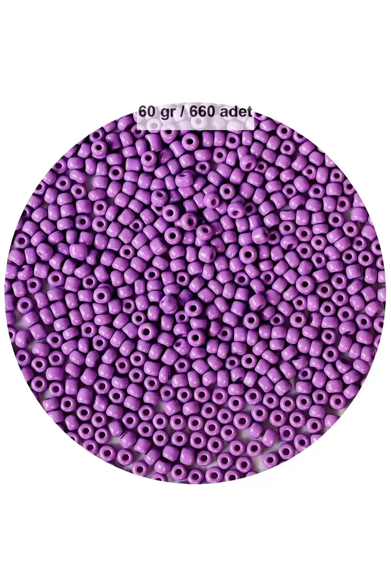 Mor Renk 4 mm Yaklaşık 660 adet / 60 gram Cam Boncuk Oya Yazma Bi