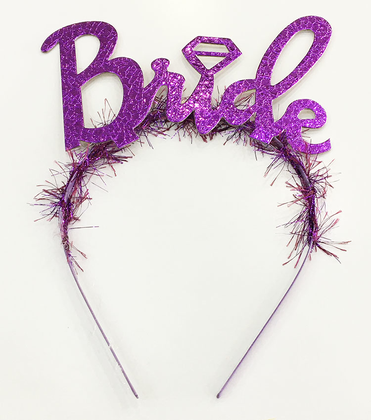 Mor Renk Bekarlığa Veda İtalik Yazı Alyanslı Bride Taç (4741)