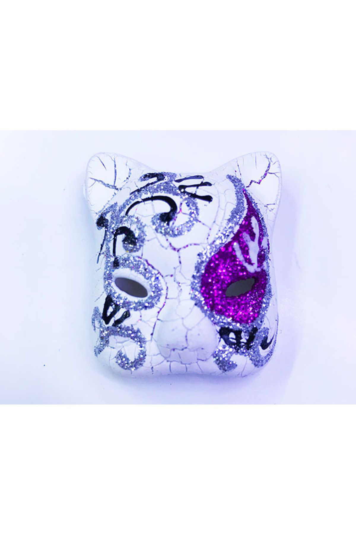 Ok Aksesuar Mor Renk İşlemeli Seramik Malzemeden İmal Venedik Kedi Model Magn